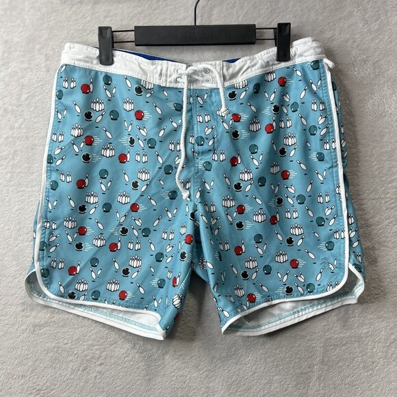 Penguin Swim Trunk Men’s 32 Bowling Pin Novelty Printed Beach Swim Shorts - Picture 1 of 11